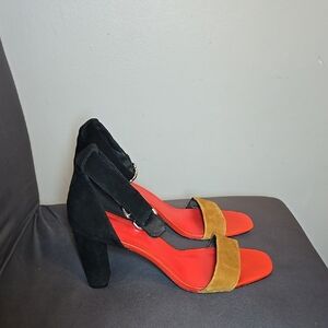 Rebecca Minkoff Suede Leather Ankle Strap Heeled Sandals